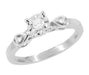 Retro Moderne Dainty White Sapphire Engagement Ring in 14 Karat White Gold
