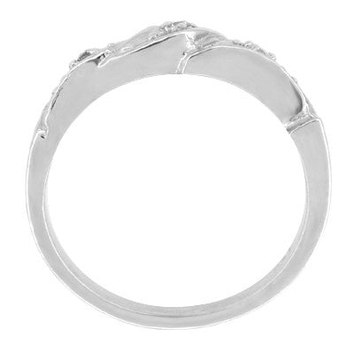 1950's Retro Moderne Scroll Wave Diamond Wedding Ring in 14 Karat White Gold - Item: R382 - Image: 2