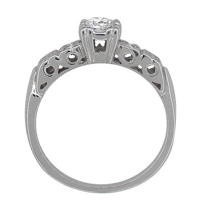Art Deco 1/4 Carat Diamond Pansy Flowers Fishtail Engagement Ring in 14 Karat White Gold - Item: R386D - Image: 4