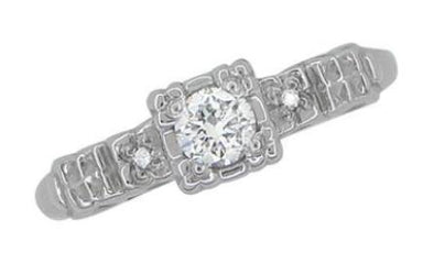 1/4 Carat 1930's Illusion Art Deco Platinum Diamond Engagement Ring - alternate view
