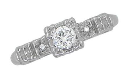1/4 Carat 1930's Illusion Art Deco Platinum Diamond Engagement Ring - Item: R386PD - Image: 2