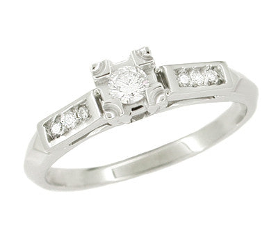 Mid Century 14 Karat White Gold Diamond Engagement Ring