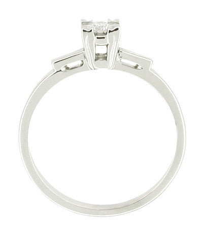 Diamond Solitaire Antique Engagement Ring in 14 Karat White Gold - Item: R388 - Image: 2