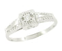 Illusion Square Mid Century Diamond Antique Engagement Ring in 14 Karat White Gold