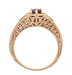 Art Deco Amethyst and Diamond Filigree Engraved Engagement Ring in 14 Karat Rose Gold