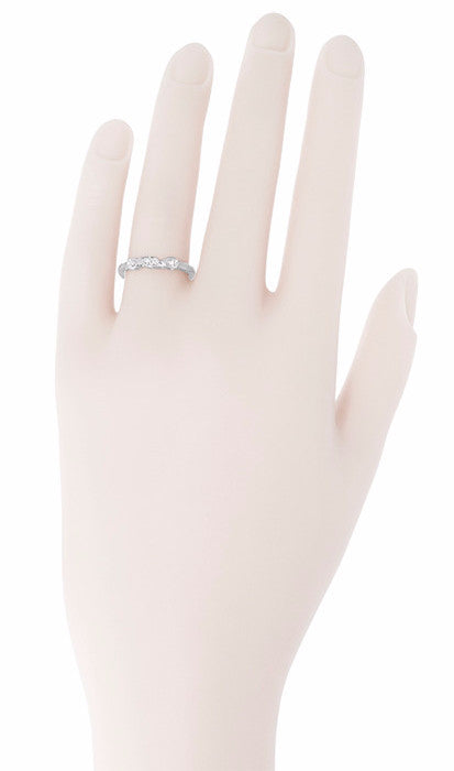 1950's Retro Moderne Diamond Filigree Wedding Ring in White Gold - Item: WR380W10 - Image: 3