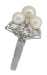 Retro Moderne Flowers and Leaves Vintage Pearl Cluster Ring in 14 Karat White Gold