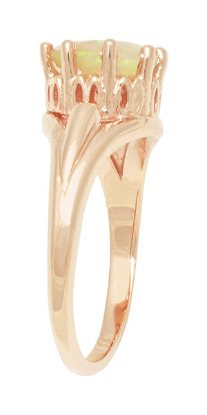 Vintage Style Regal Crown Opal Engagement Ring in 14 Karat Rose Gold - Item: R419Ro - Image: 3