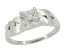 Flowing Vintage Retro Moderne Diamond Ring in 14 Karat White Gold - Illusion Setting