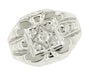 Vintage Mid Century Men's Diamond Ring in 14 Karat White Gold