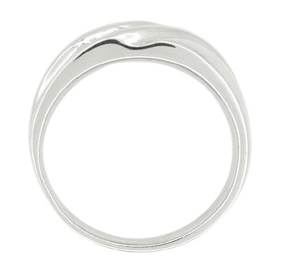 Vintage Retro Moderne Men's Diamond Set Wave Ring in 14 Karat White Gold - Item: R450 - Image: 2