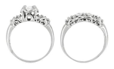 Mid Century Diamond Antique Wedding Ring Set in 14 Karat White Gold - alternate view