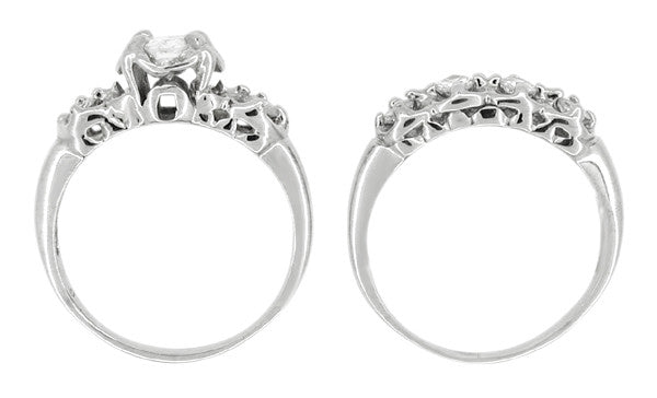 Mid Century Diamond Antique Wedding Ring Set in 14 Karat White Gold - Item: R454 - Image: 2