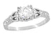 Art Deco Loving Hearts Antique Style Engraved 3/4 Carat Diamond Engagement Ring in 18 Karat White Gold