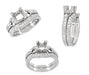 Loving Hearts Art Deco 1 Carat Round or Princess Cut Diamond Engraved Antique Style Platinum Engagement Ring Setting