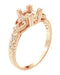 Loving Hearts 3/4 Carat Princess Cut Diamond Engraved Antique Style Engagement Ring Setting in 14 Karat Rose ( Pink ) Gold