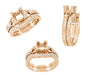 Rose Gold Art Deco Antique Bridal Ring Set for a 1/2 Carat Center Diamond 