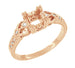 1/2 Carat Round or Princess Cut Diamond Loving Hearts Vintage Inspired Engraved Filigree Engagement Ring Setting in 14 Karat Rose ( Pink ) Gold
