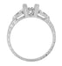 Art Deco Antique Style Loving Hearts Engraved Engagement Ring Mounting for a 1 Carat Round or Princess Cut Diamond in White Gold - 14K or 18K