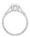 Royal Crown 1/2 Carat Antique Style Engraved Engagement Ring in 18 Karat White Gold