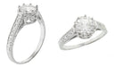 Royal Crown 1 - 1.25 Carat Antique Style Engraved Platinum Engagement Ring Setting