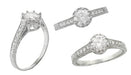 Royal Crown 1/2 Carat Antique Style Engraved Platinum Engagement Ring Setting | 5.5mm Round Mounting