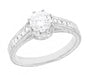 Royal Crown 1/2 Carat Antique Style Engraved Engagement Ring in Platinum