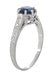 Art Deco Royal Crown 1 Carat Blue Sapphire Engraved Engagement Ring in Platinum