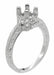 Art Deco Taper Edge Band Platinum Crown 3/4 Carat Diamond Engagement Ring Setting