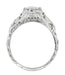 Edwardian Bows and Leaves Filigree Diamond Engagement Ring in 14 Karat White Gold