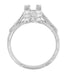 Art Deco Princess Cut Castle Engagement Ring Setting in Platinum for a 1.00 to 1.30 Carat Square Diamond