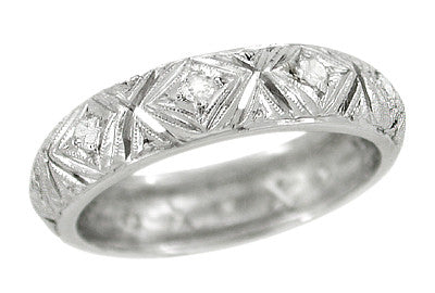 Platinum Art Deco Trumbull Diamond Vintage Filigree Wedding Band - Size 6