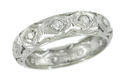 Art Deco Sherman Antique Single Cut Diamond Filigree Wedding Ring - Platinum - Size 6