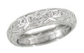 Platinum Art Deco Antique Engraved 6 Pointed Star Hopeville Diamond Wedding Ring - Size 6.5