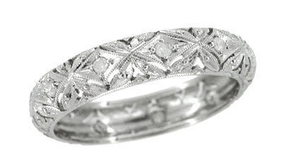 Woodmont Flowers Vintage Diamond Wedding Ring - Platinum - Size 10