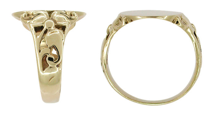 Antique Art Nouveau Signet Ring in 10 Karat Gold - Item: R592 - Image: 2