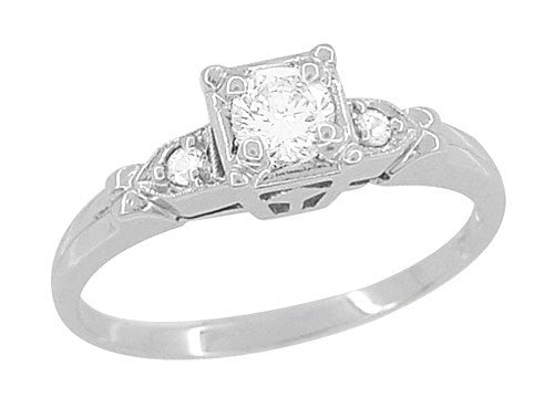 Vintage Art Deco Filigree Illusion Diamond Engagement Ring in Platinum
