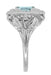 Princess Cut Aquamarine Art Nouveau Ring in 14 Karat White Gold