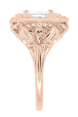 Princess Cut White Topaz Art Nouveau Ring in 14 Karat Rose Gold - Item: R615RWT - Image: 2