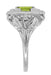 Princess Cut Peridot Art Nouveau Ring in 14 Karat White Gold