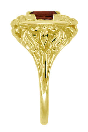 Princess Cut Garnet Art Nouveau Ring in 14 Karat Yellow Gold - Item: R615YG - Image: 3