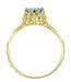 Art Deco Emerald Cut Aquamarine Filigree Engagement Ring in 18 Karat Yellow Gold