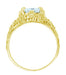 Emerald Cut Aquamarine Edwardian Filigree Engagement Ring in 14 Karat Yellow Gold