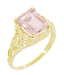 Emerald Cut Morganite Filigree Edwardian Engagement Ring in 14 Karat Yellow Gold