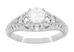 Art Deco Hearts and Diamonds Filigree Engagement Ring in 14 Karat White Gold