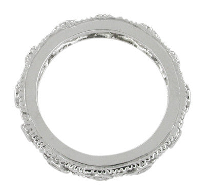 Windemere Art Deco Diamond Filigree Eternity Wedding Ring in 14 Karat White Gold - Size 6 1/2 - Item: R629 - Image: 2