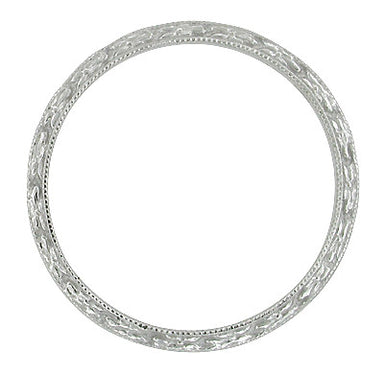 Art Deco Millgrain Flowers Wedding Ring in Platinum - alternate view