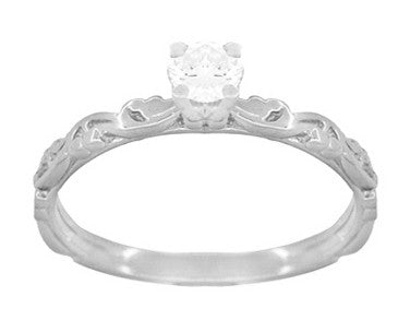 Art Deco Scrolls Solitaire Diamond Engagement Ring in Platinum - alternate view