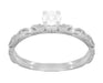 Art Deco Scrolls White Sapphire Engagement Ring in 14 Karat White Gold
