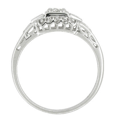 Art Deco Filigree Palladium Diamond Engagement Ring - Item: R640PDM - Image: 2